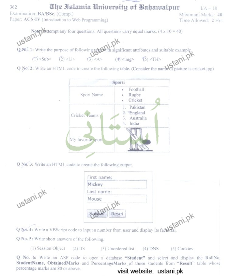 ACS-4 BA/BSC 2018 IUB
