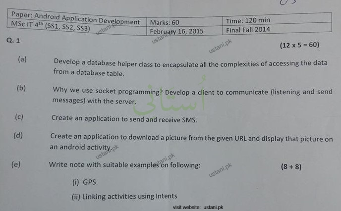 Android Application Development MSC IT 2014 UOS