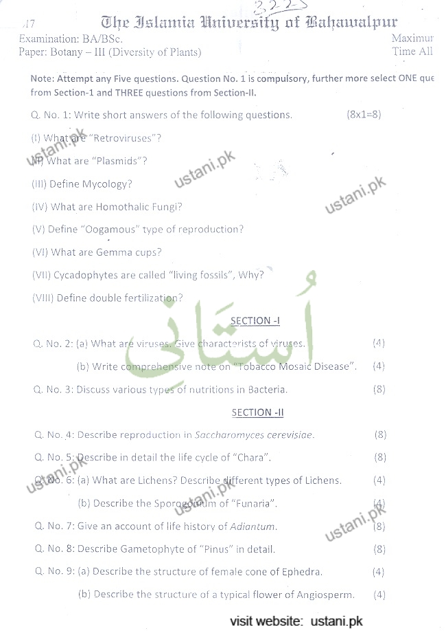 Botany-3 BA/BSC 2018 IUB