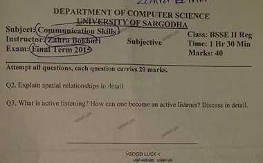 Communication Skills BSSE 2015 UOS