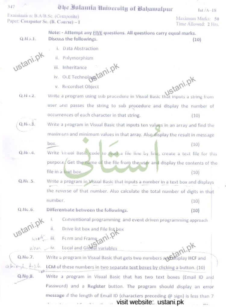 Computer Science-1 BA/BSC 2018 IUB