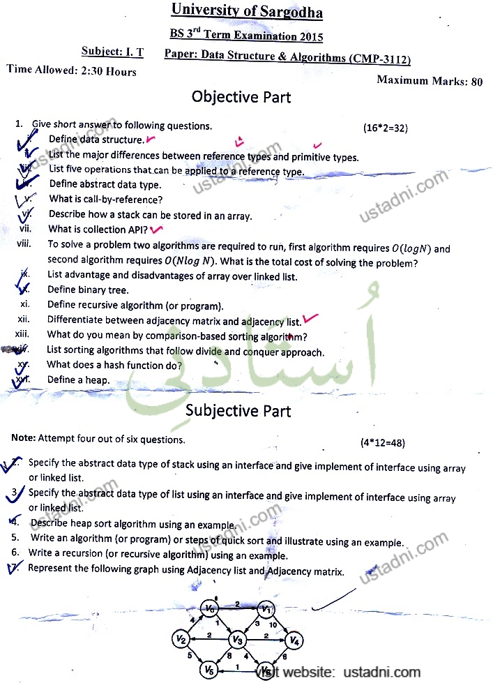 Data Structure and Algorithm BS IT 2015 UOS — page 1