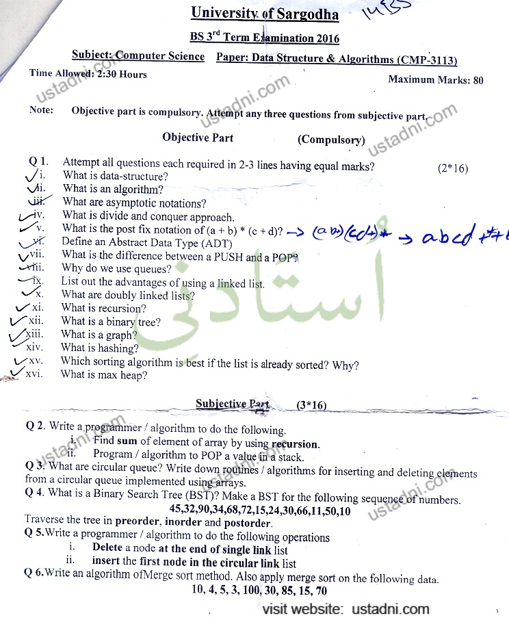Data Structure and Algorithm BSCS 2016 UOS — page 1