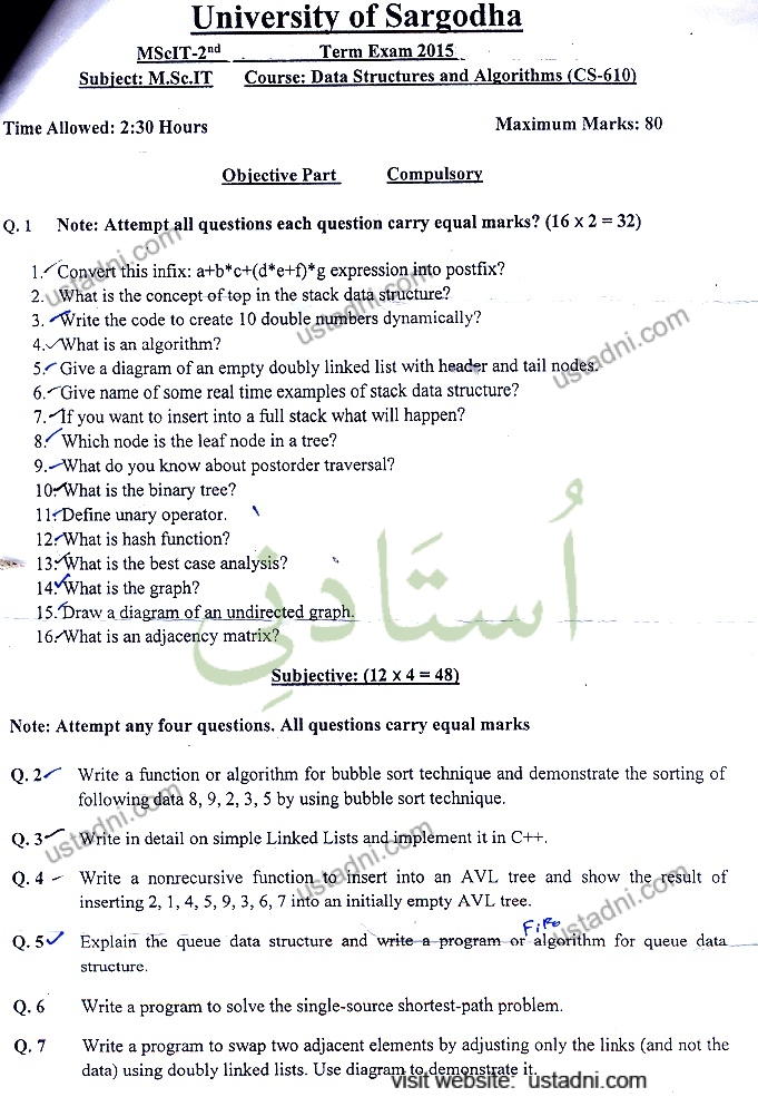 Data Structure and Algorithm MSC IT 2015 UOS