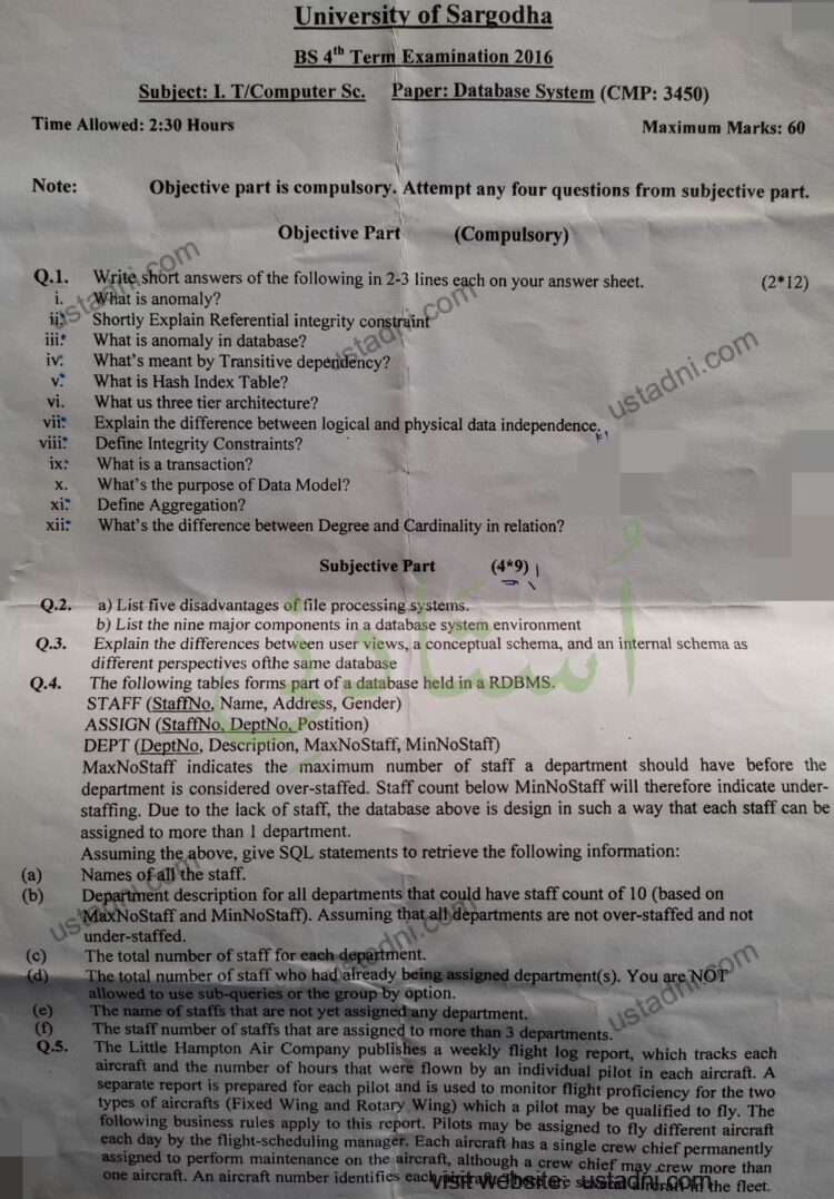 Database System BSCS 2016 Part#1 UOS