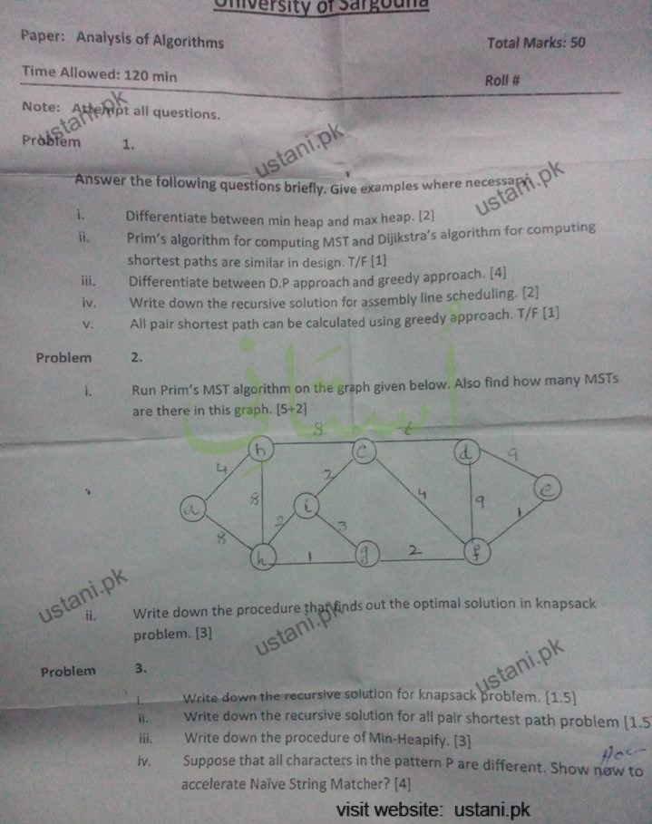 Design & Analysis of Algorithms UOS — University of Sargodha