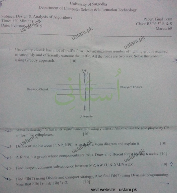 Design and Analysis Algorithm BSCS 2015 Paper#4 UOS