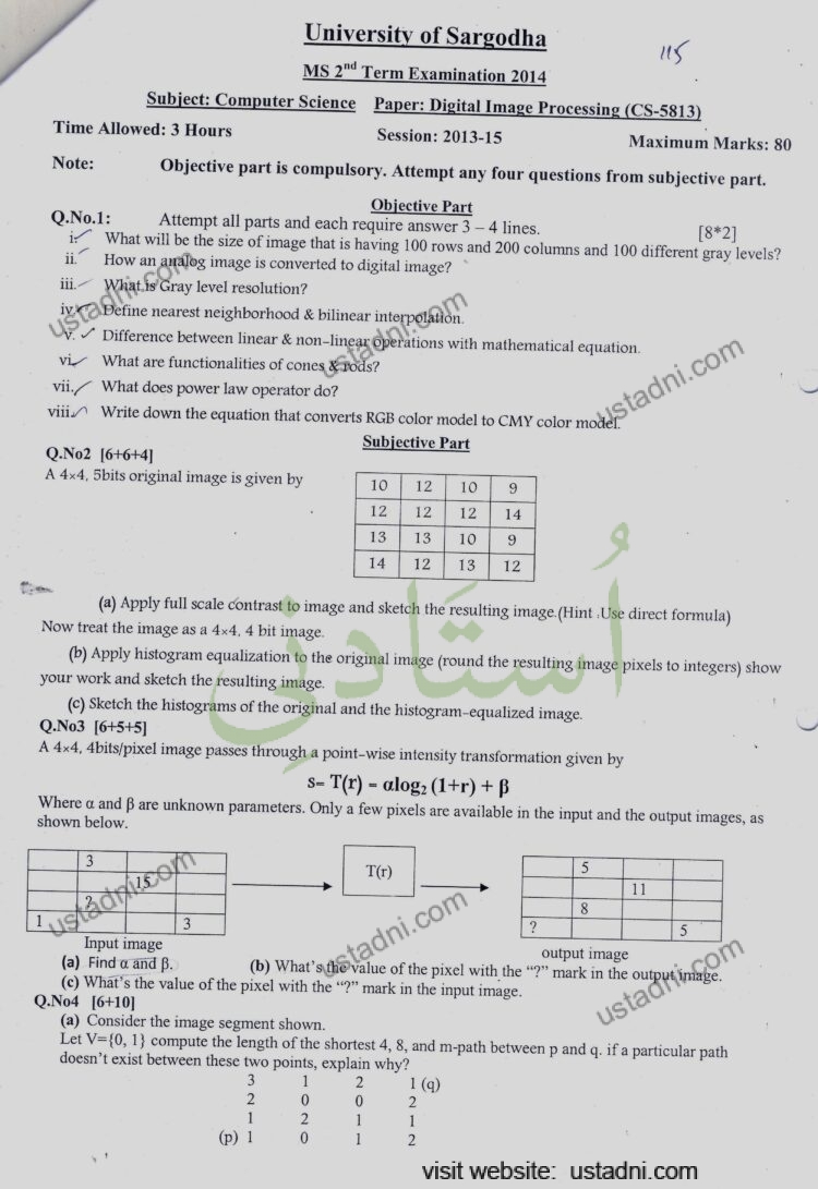 Digital Image Processing MSCS 2014 Part#1 UOS