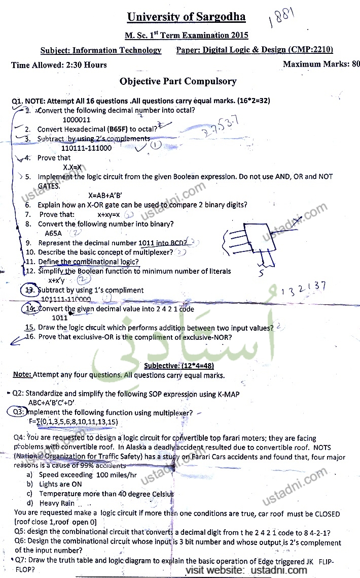 Digital Logic Design MSC IT 2015 UOS