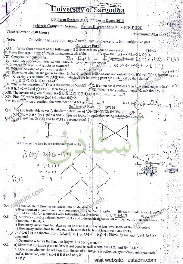 Discrete Structures BSCS 2013 UOS