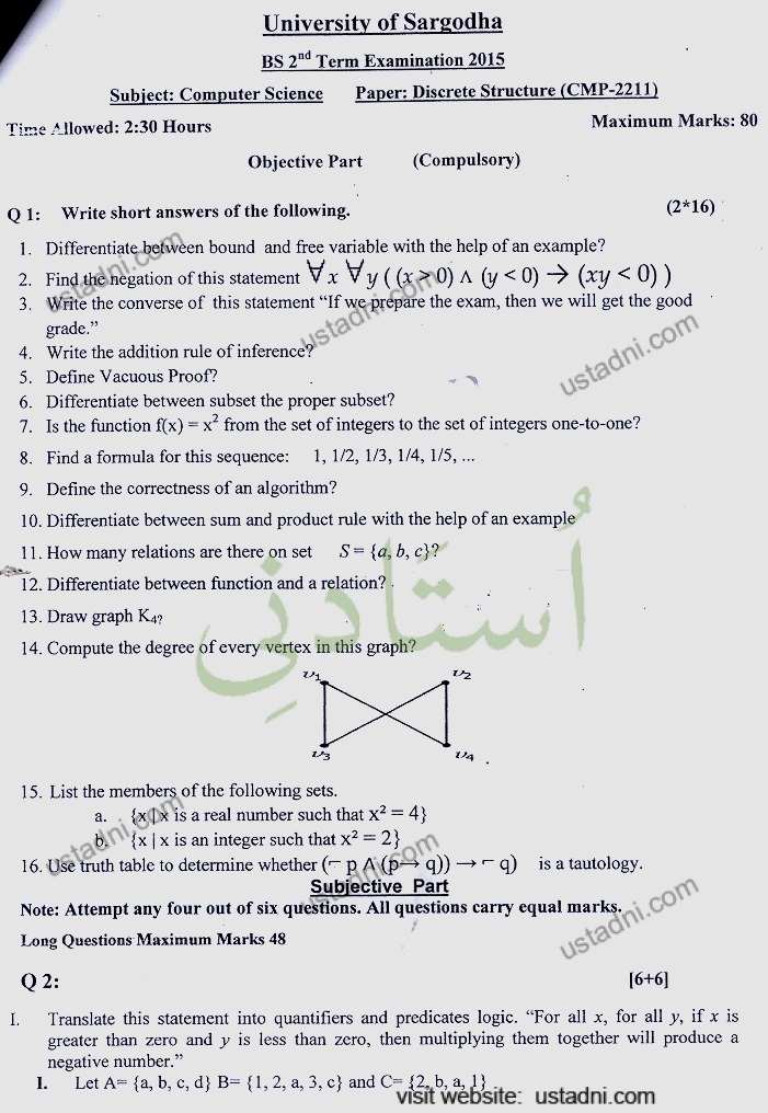 Discrete Structures BSCS 2015 Part#1 UOS — page 1
