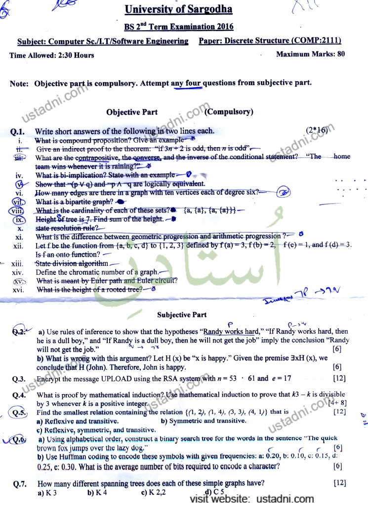 Discrete Structures BSIT/BSSE/BSCS 2016 UOS