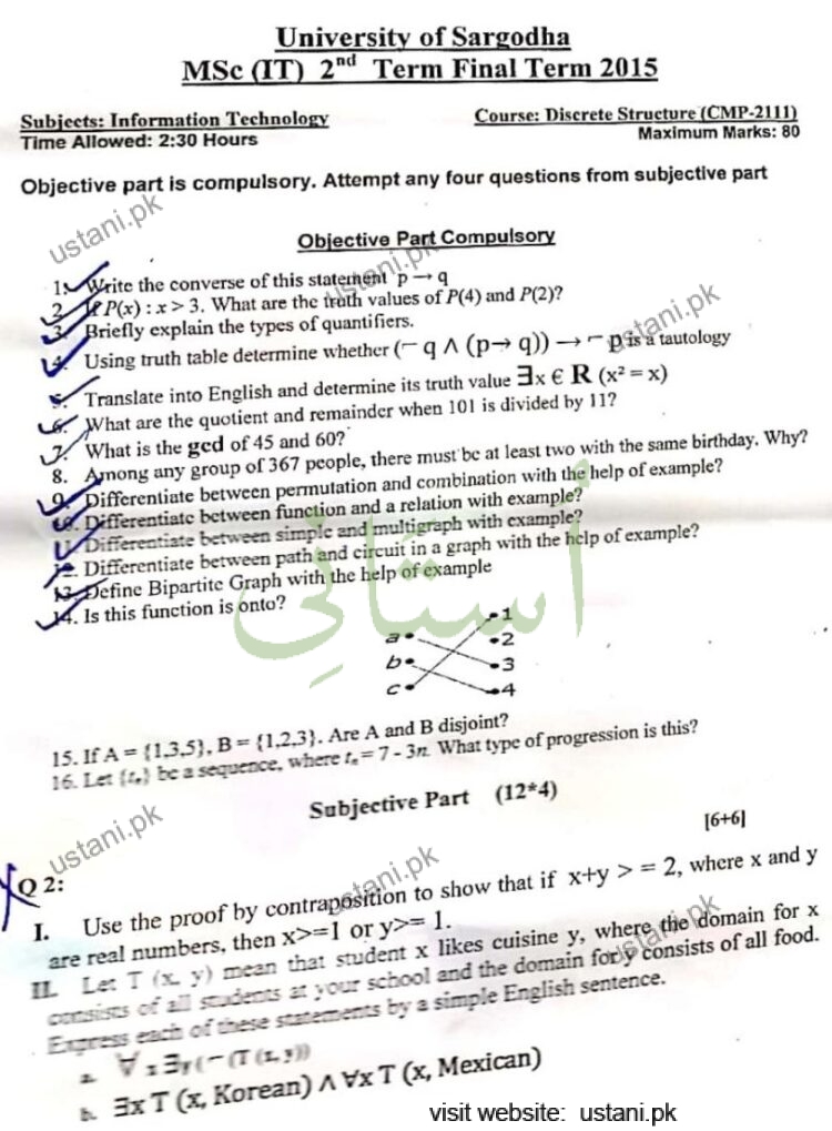 Discrete Structures MSC IT 2015 Part#1 UOS