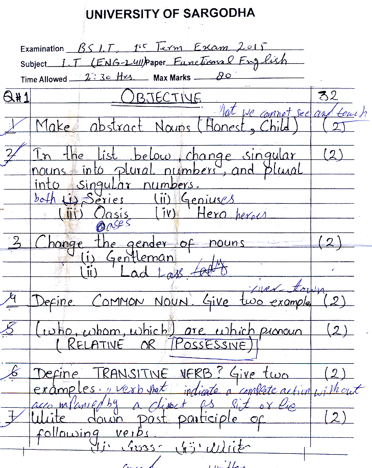 Functional English BS IT 2015 Part#1 UOS