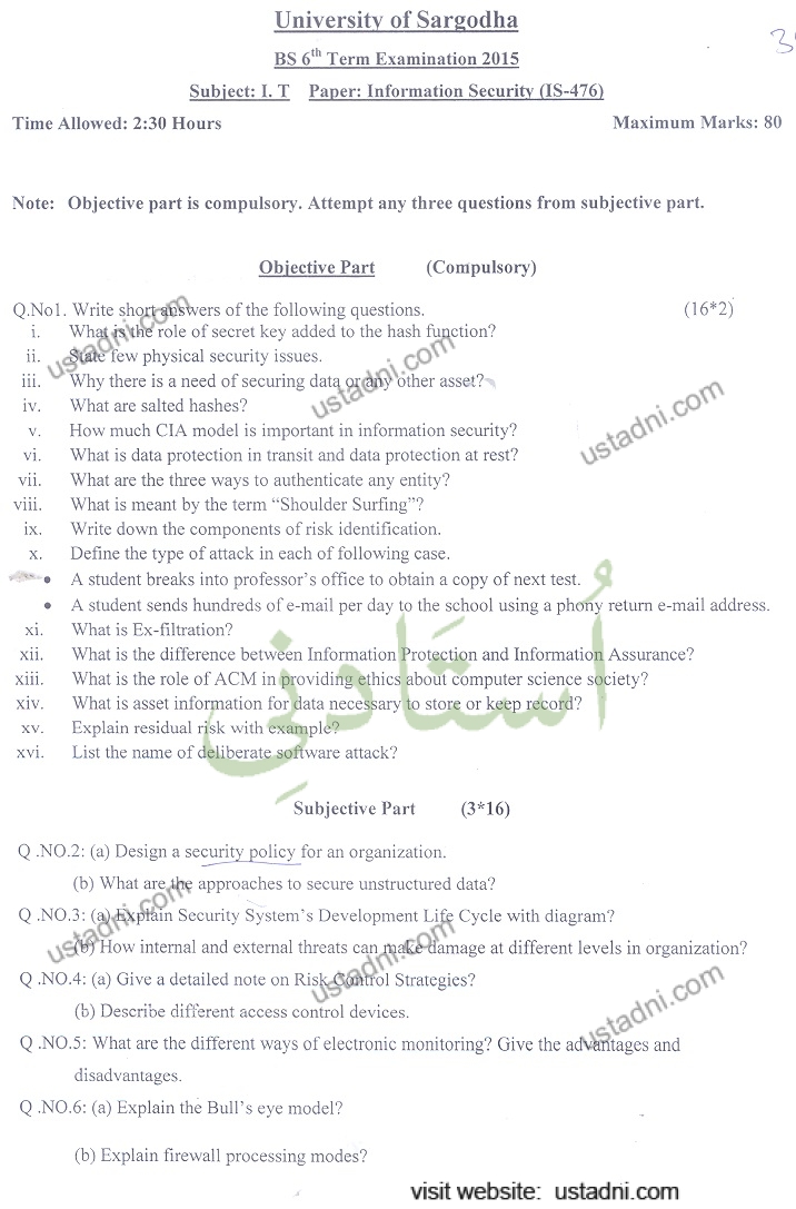 Information Security BS IT 2015 UOS