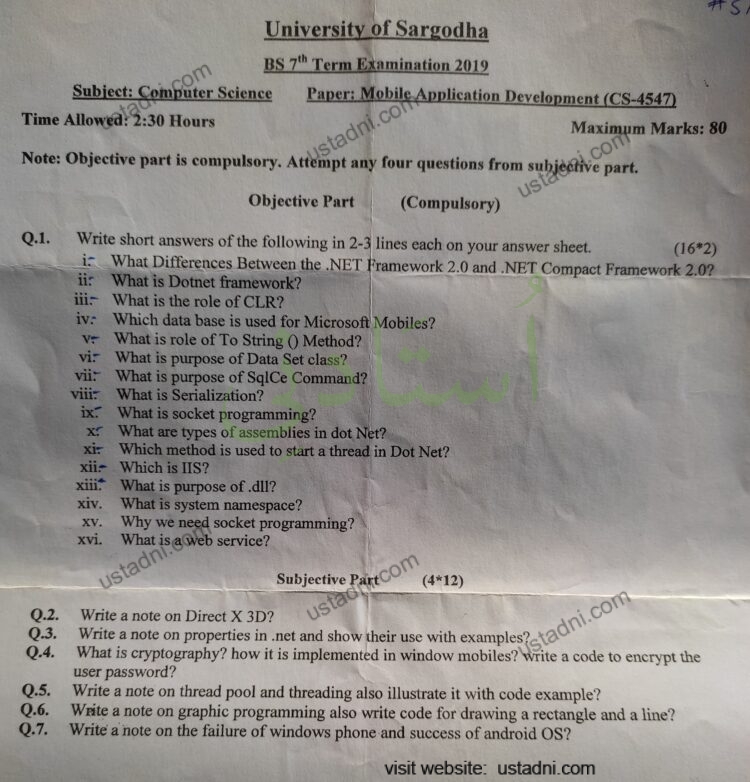 Mobile Application Development BSCS 2019 UOS