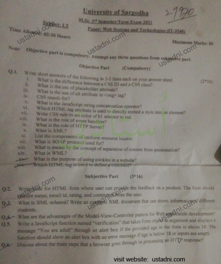 Note: Q.1. University of Sareodha >170