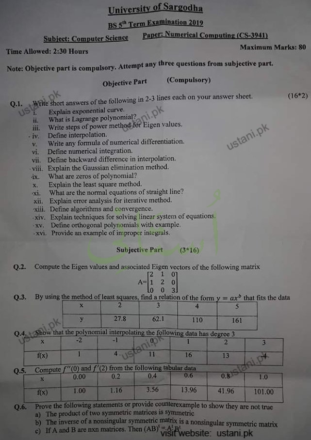 Numerical Computing BSCS 2019 UOS