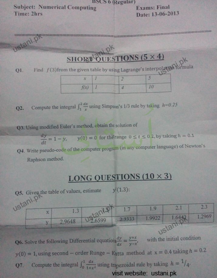 Numerical Computing BSCS 2013 UOS