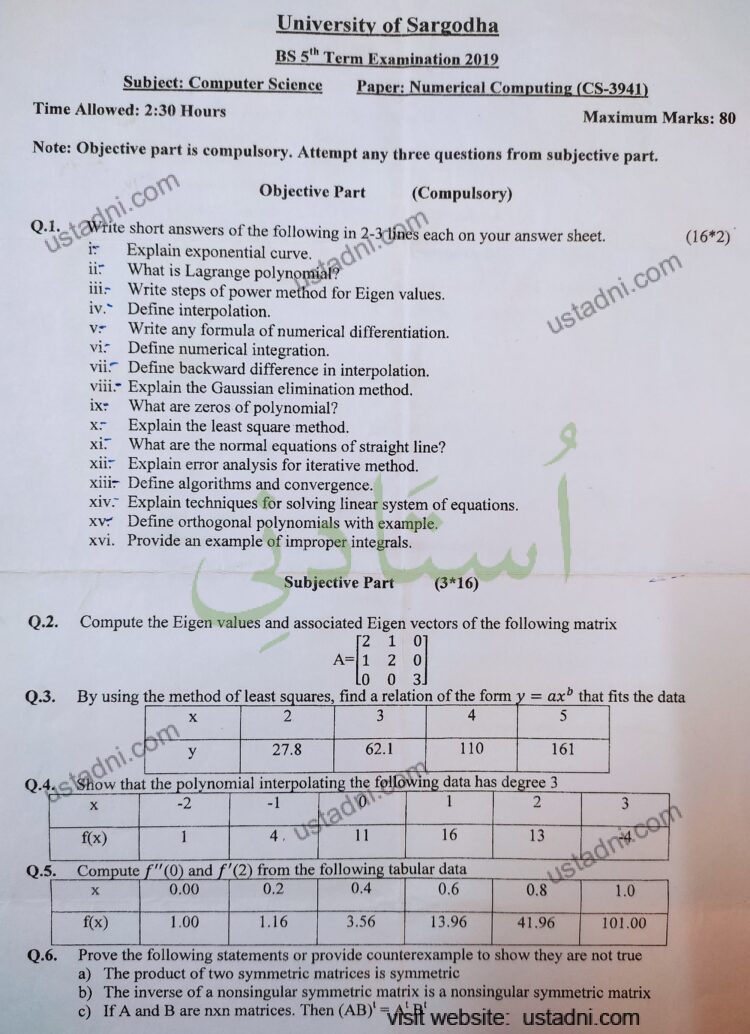 Numerical Computing BSCS 2019 UOS