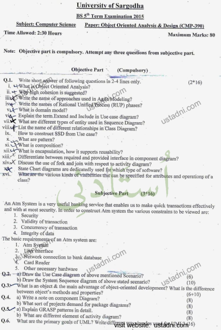 Object Oriented Analysis and Design BSCS 2015 UOS