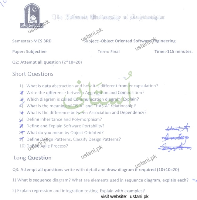 Object Oriented Software Engineering MSCS 2018 IUB