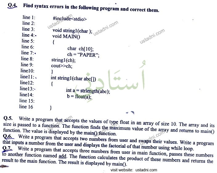 Programming Fundamentals BS IT 2013 Part#2 UOS