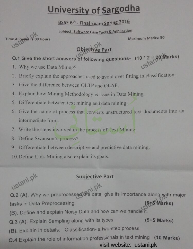 Software Case Tools and Application BSSE 2016 UOS