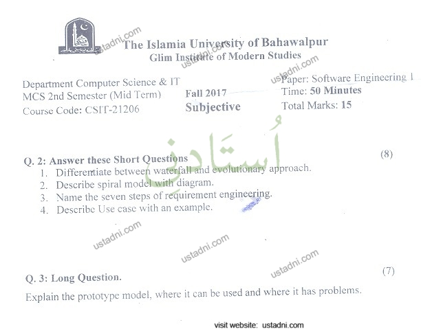 Software Engineering  MSCS 2017 Mid Term IUB