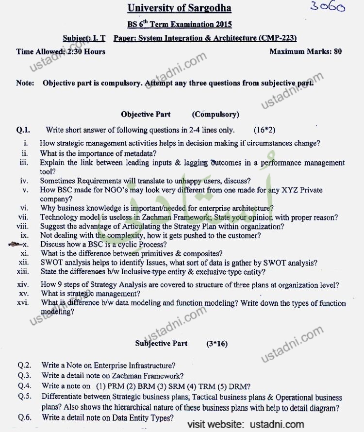 System Integration and Architecture BS IT 2015 UOS