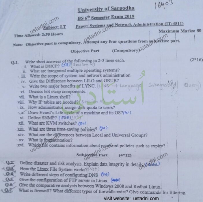 System and Network Administration  BSIT 2019 UOS
