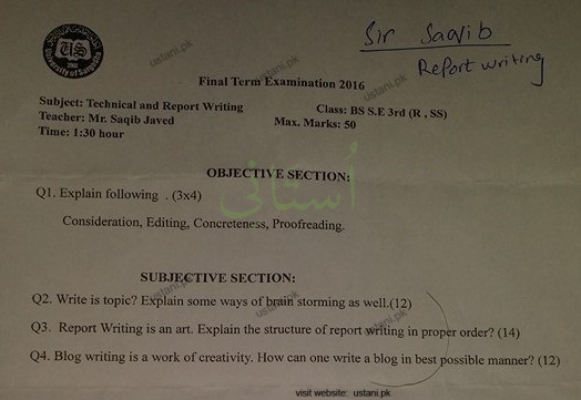 Technical Report Writing BSSE 2016 Mid Term UOS