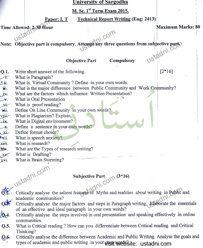 Technical Report Writing MSC IT 2015 UOS
