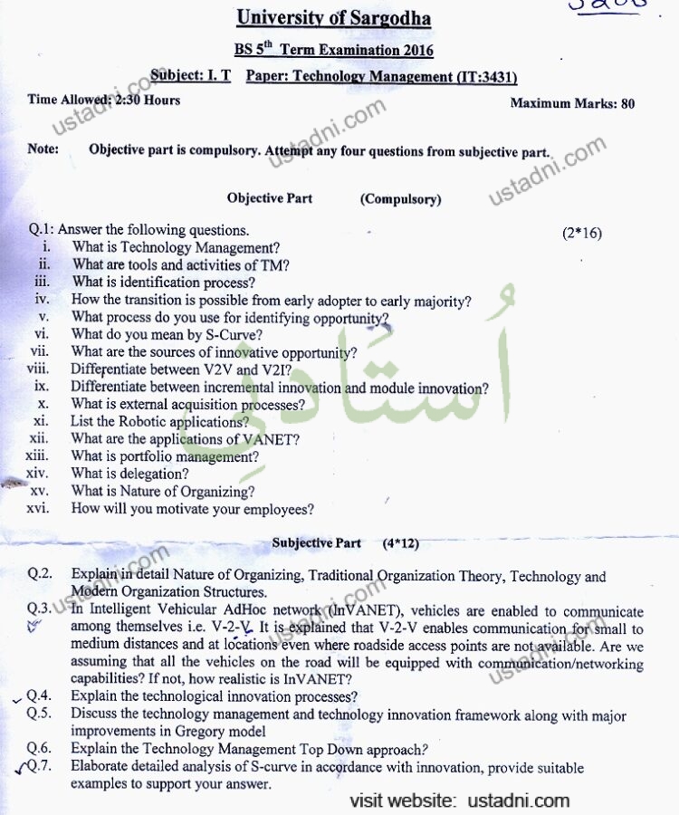 Technology Management BS IT 2016 UOS — page 1