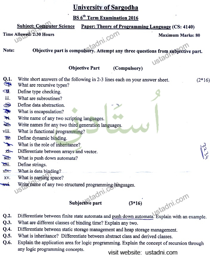 Theory Programming Language BSCS 2016 UOS