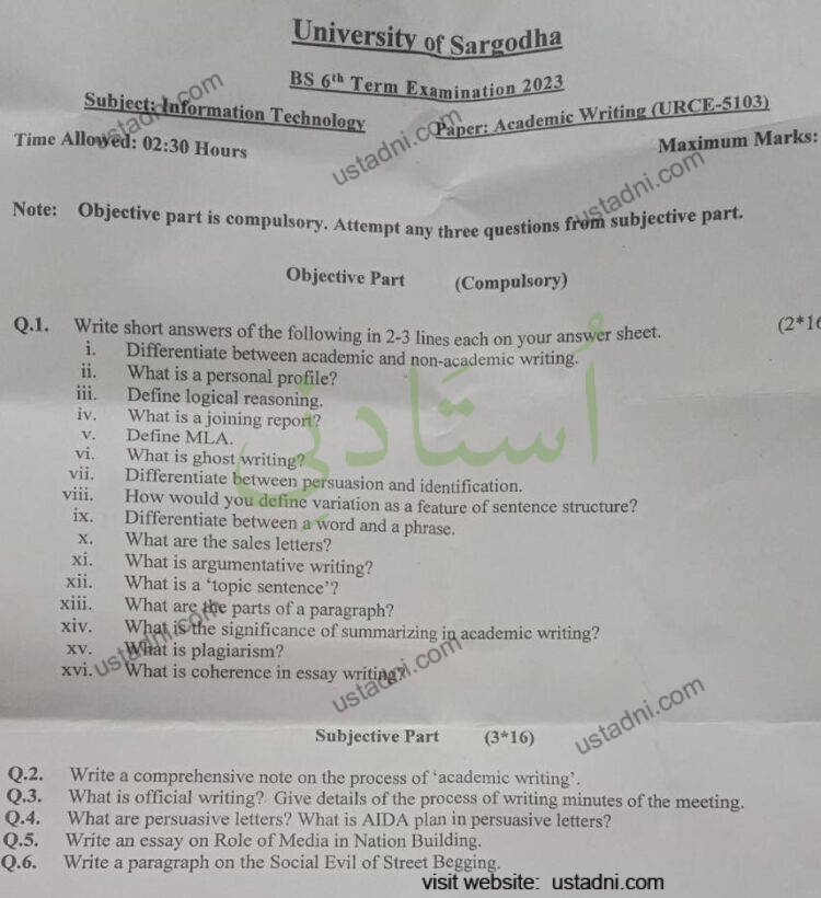 Academic Writing BSIT 2023 UOS