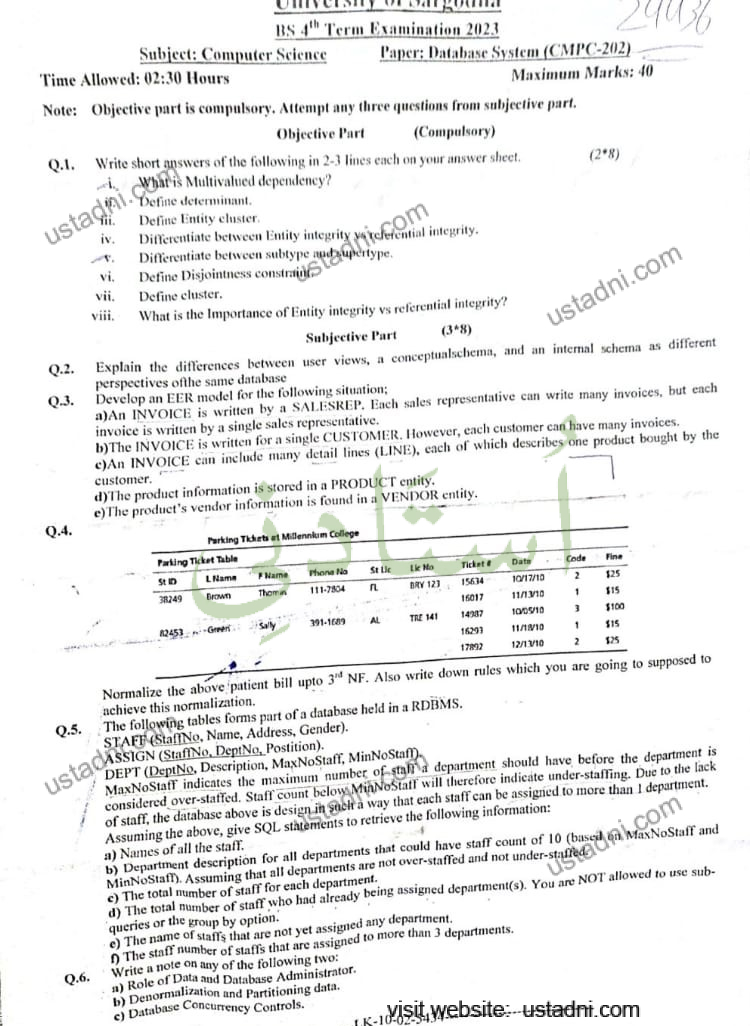 Database System BSCS 2023 UOS