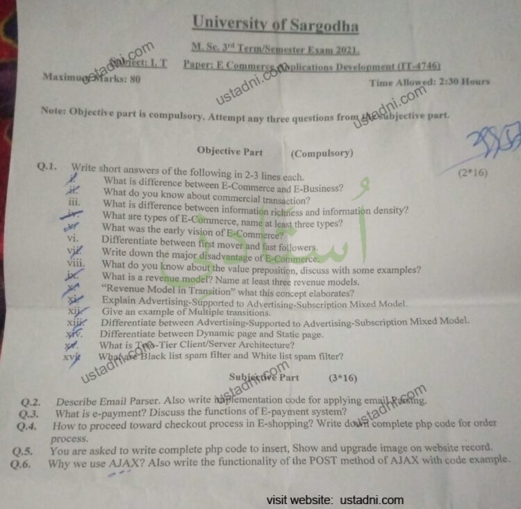 E-Commerce Application Development AD 3 Semester/Term University Of Sargodha (UOS) 2021