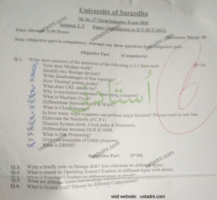 Introduction to ICT Msc IT University Of Sargodha (UOS) 2020