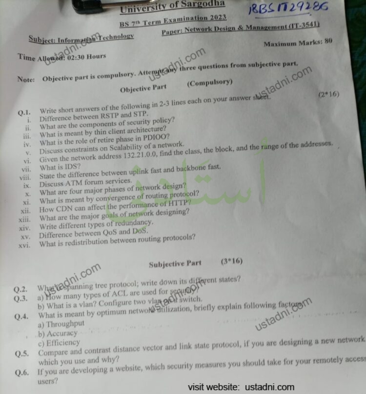 Network Design and Management BSIT 2023 UOS