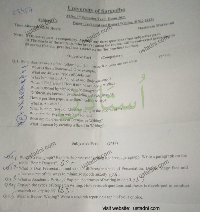 Technical Report Writing MSC IT 2021 UOS