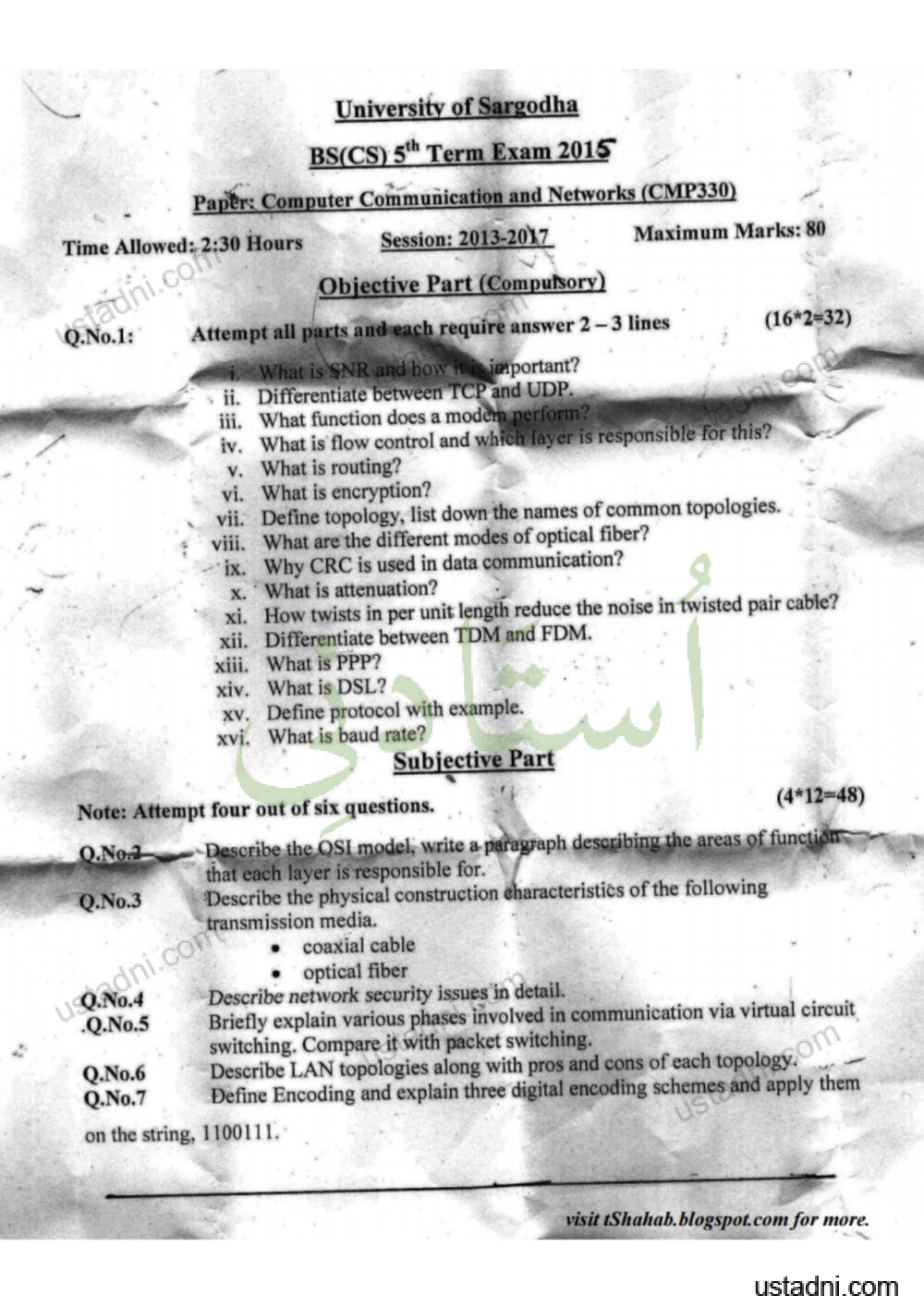 Computer-Communication-and-Networks-BS-CS-5th-term-2015.