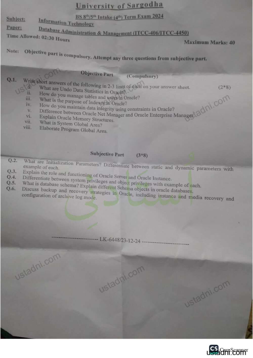 Database-Administration-and-Management-8th-5th-intake-4th-term-BS-IT-2024.