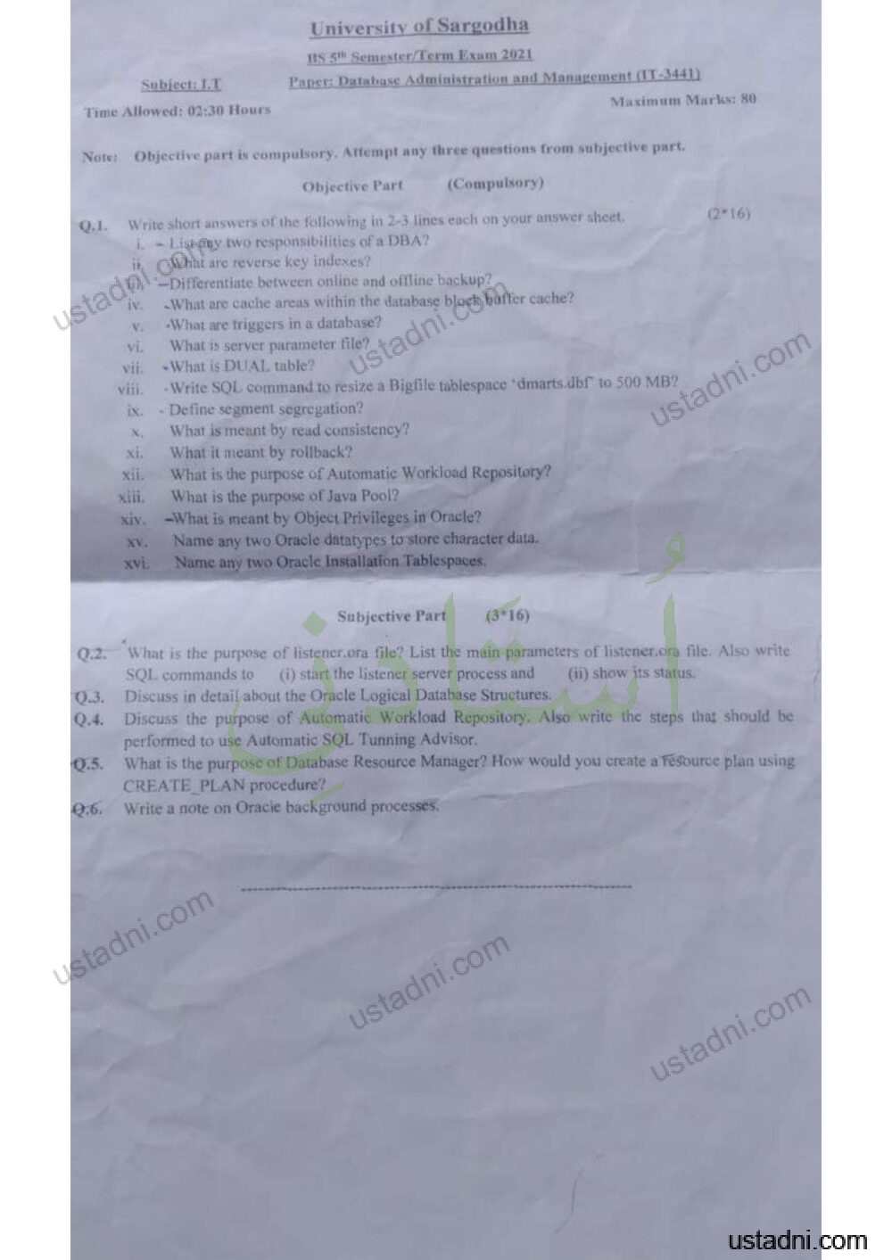 Database-Administration-and-Management-BS-IT-5th-term-2021-i.