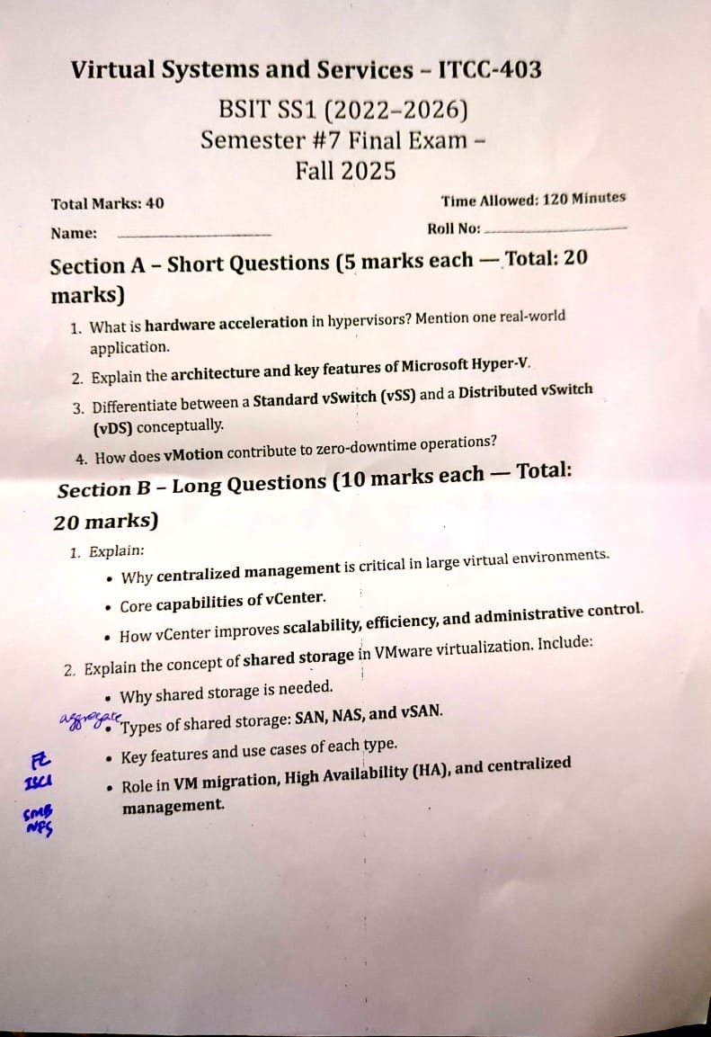 Virtual System and Services BSIT 7 Semester/Term government university FSA 2026