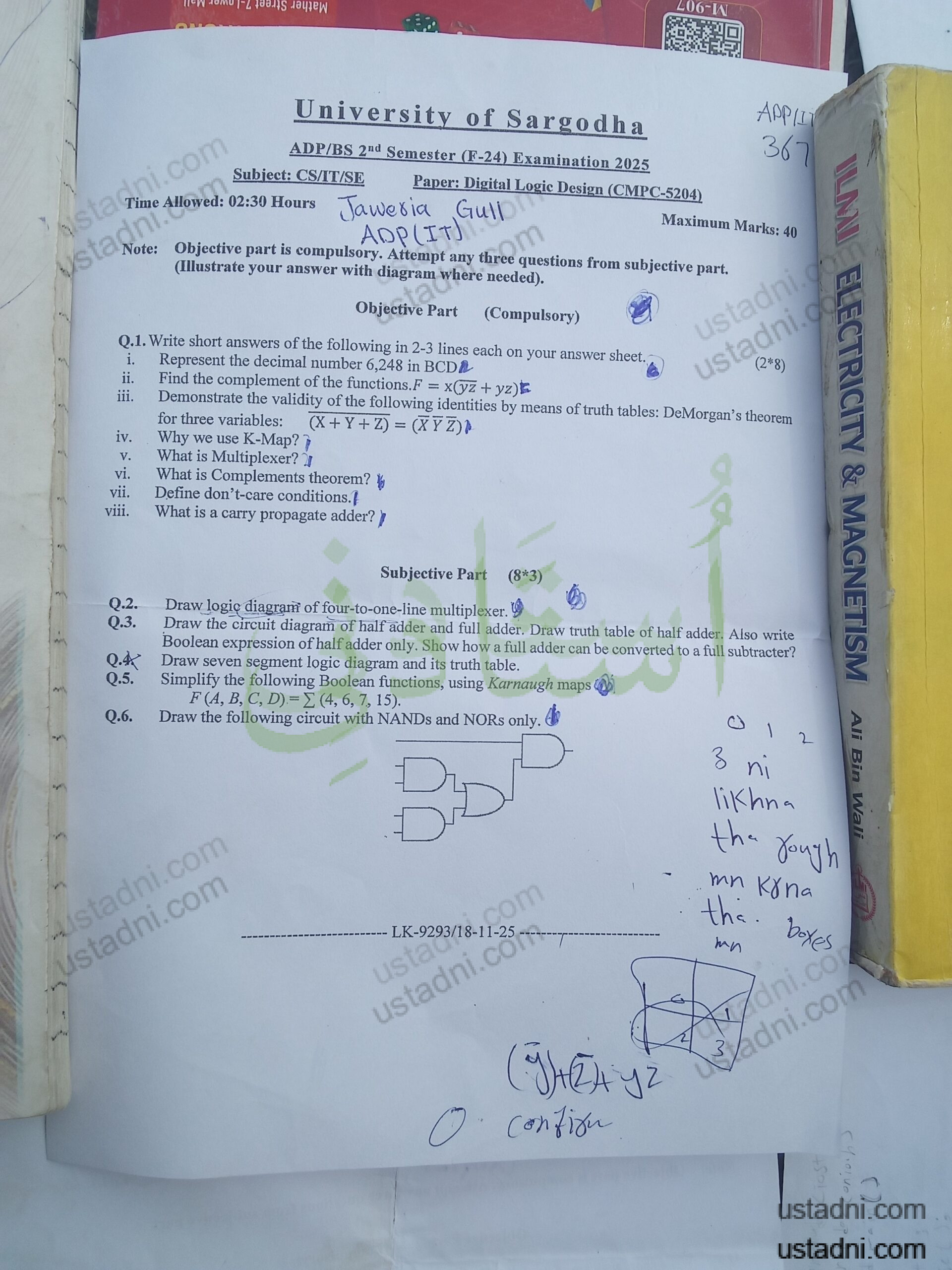 506W University of Sargodha ADP/BS 2nd Semester (F-24) Examination 2025 367