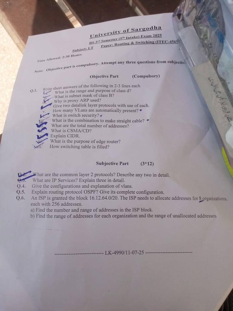Q.4. Q.5. Q.6. University of Sargodha