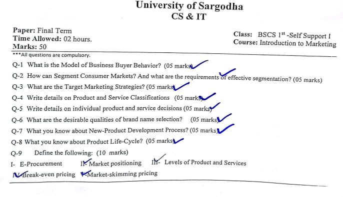 Introduction to Marketing University Of Sargodha (UOS)