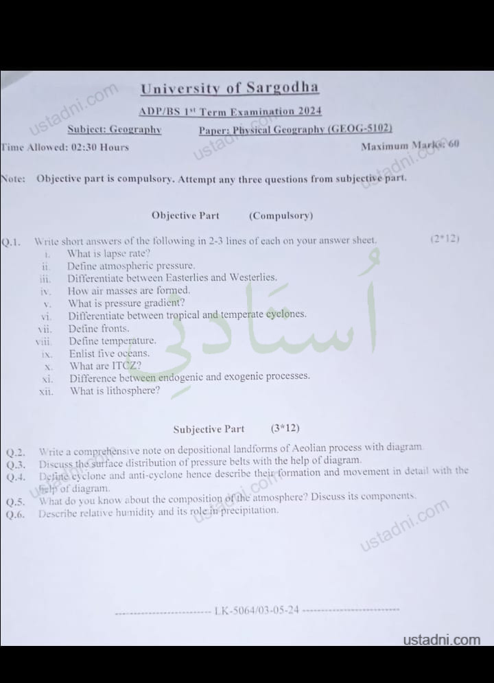 ADP 1 Semester/Term University Of Sargodha (UOS) 2024