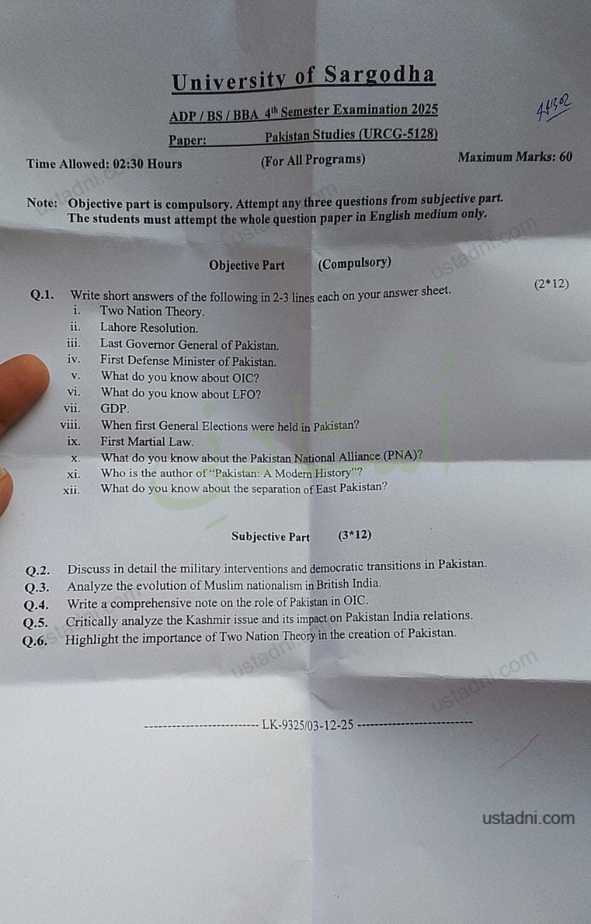 BS Pakistan Studies